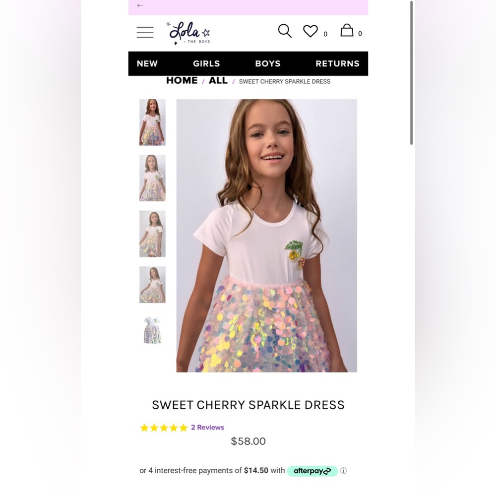 Lola & the Boys Sparkle Cherry Dress